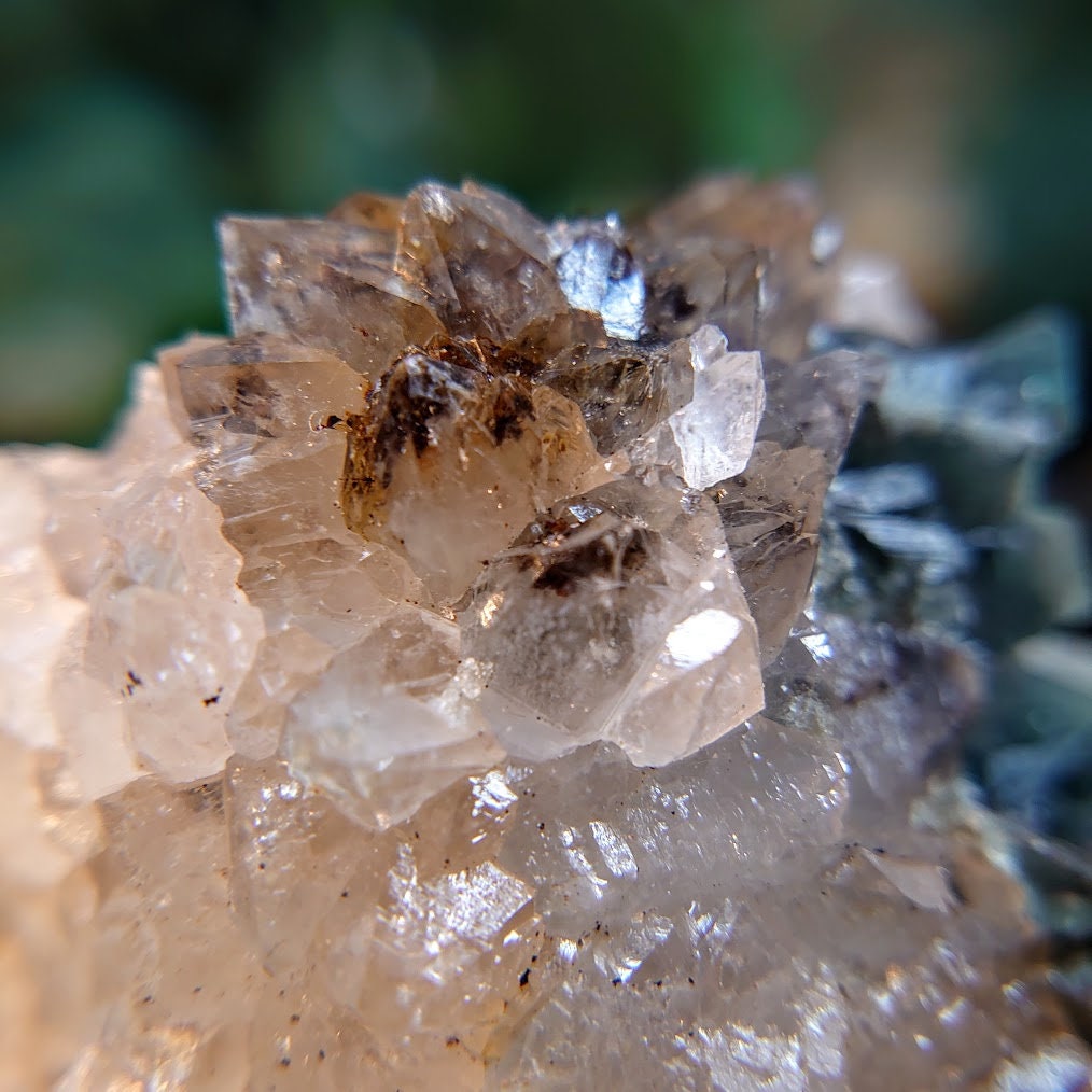 Milky Way Pocket Blue/Green Fluorite Cluster on Quartz, Diana Maria Mine, Rogerley Quarry From United Kingdom / 166g / Small Cabinet Size