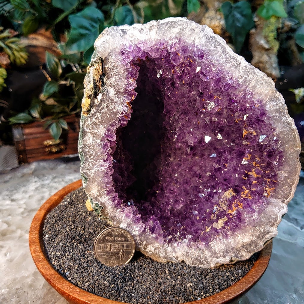 Dark Purple Amethyst Geode from Maharashtra, India for Collection / 1,182g / Gifts / Altar Decor  / Delicious Prism Grapes / Cabinet Size