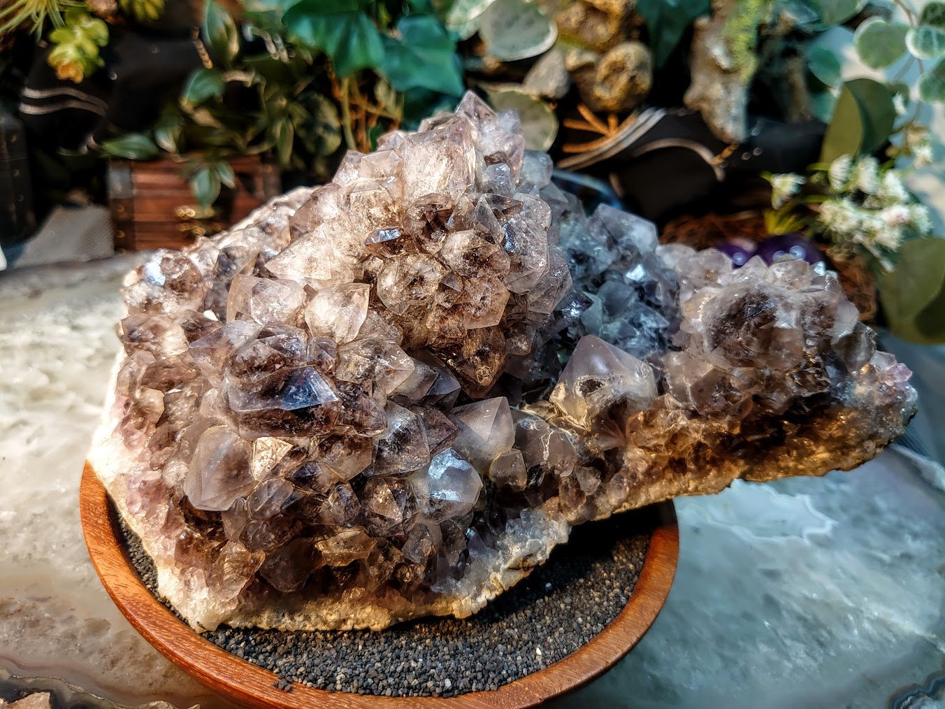 Large Smoky Amethyst Cluster from Madhya Pradesh, India for Altar Decor / 1,950g / Home & Altar Decor / Delicious Prism Grapes/ Cabinet Size