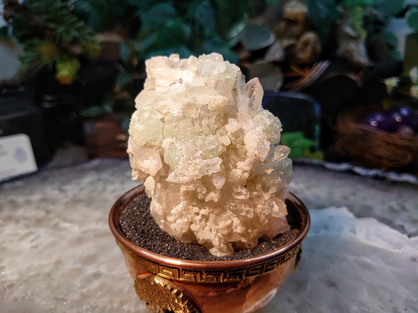 Prehnite with Clear Quartz From Yunnan Province, China / 180g / Small Cabinet Size / for Desk Decor / Meditation / Collection