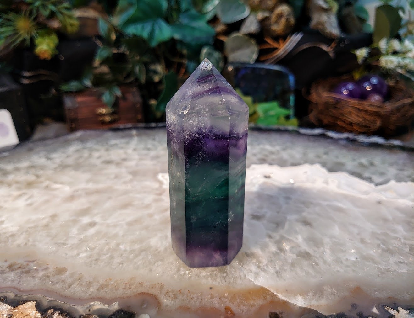 3 1/2" Rainbow Fluorite Generator/Point/Tower for Crystal Healing / Grid Creation / Home and Altar Decor