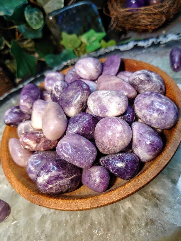 Lepidolite Tumbled Stone/ Polished Pebbles/ for Crystal Healing & Grids/ Reiki/ Meditation/ Energy Work/ Gem and Mineral Collections