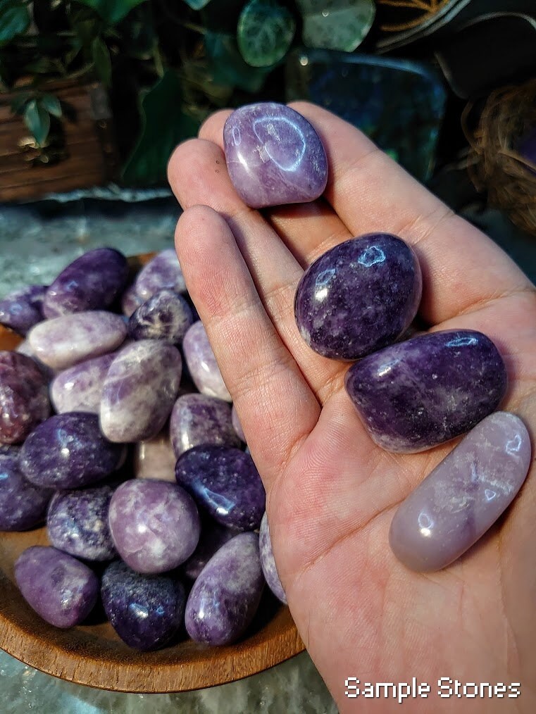 Lepidolite Tumbled Stone/ Polished Pebbles/ for Crystal Healing & Grids/ Reiki/ Meditation/ Energy Work/ Gem and Mineral Collections