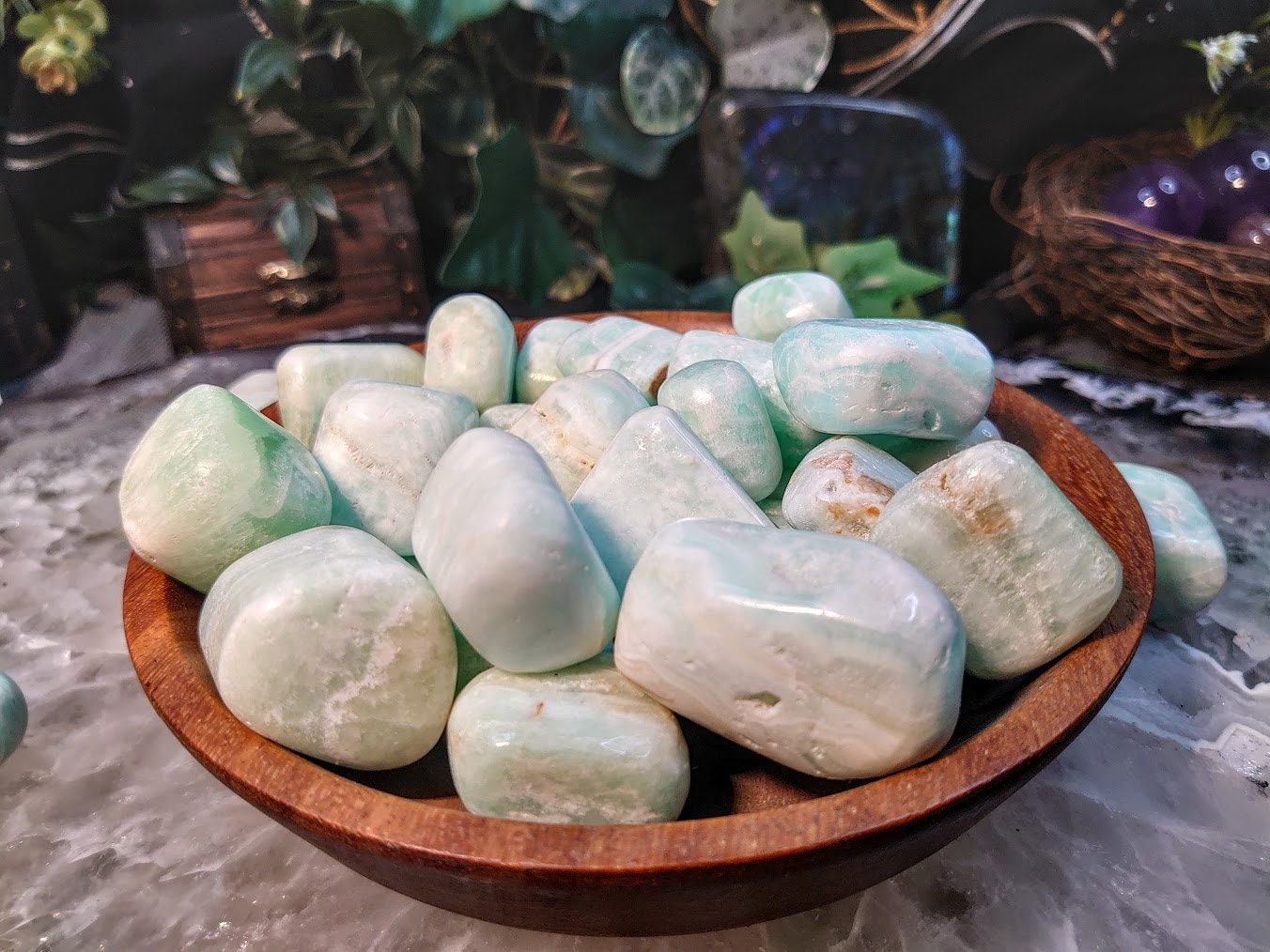 Caribbean Calcite Tumbled Stones from Pakistan for Altar and Home Decor / Crystal Healing / Reiki / Collection