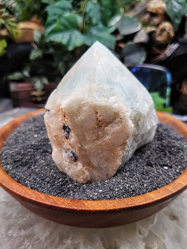 Semi Polished Aquamarine Generator/Obelisk/Tower from Brazil for Crystal Healing /  428g / Reiki / Meditation / Home & Altar Decor