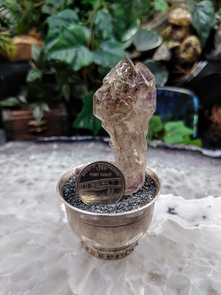 Smoky Amethyst Elestial Scepter from Karur, India for Meditation / 39.37g / Collection / Altar Decor