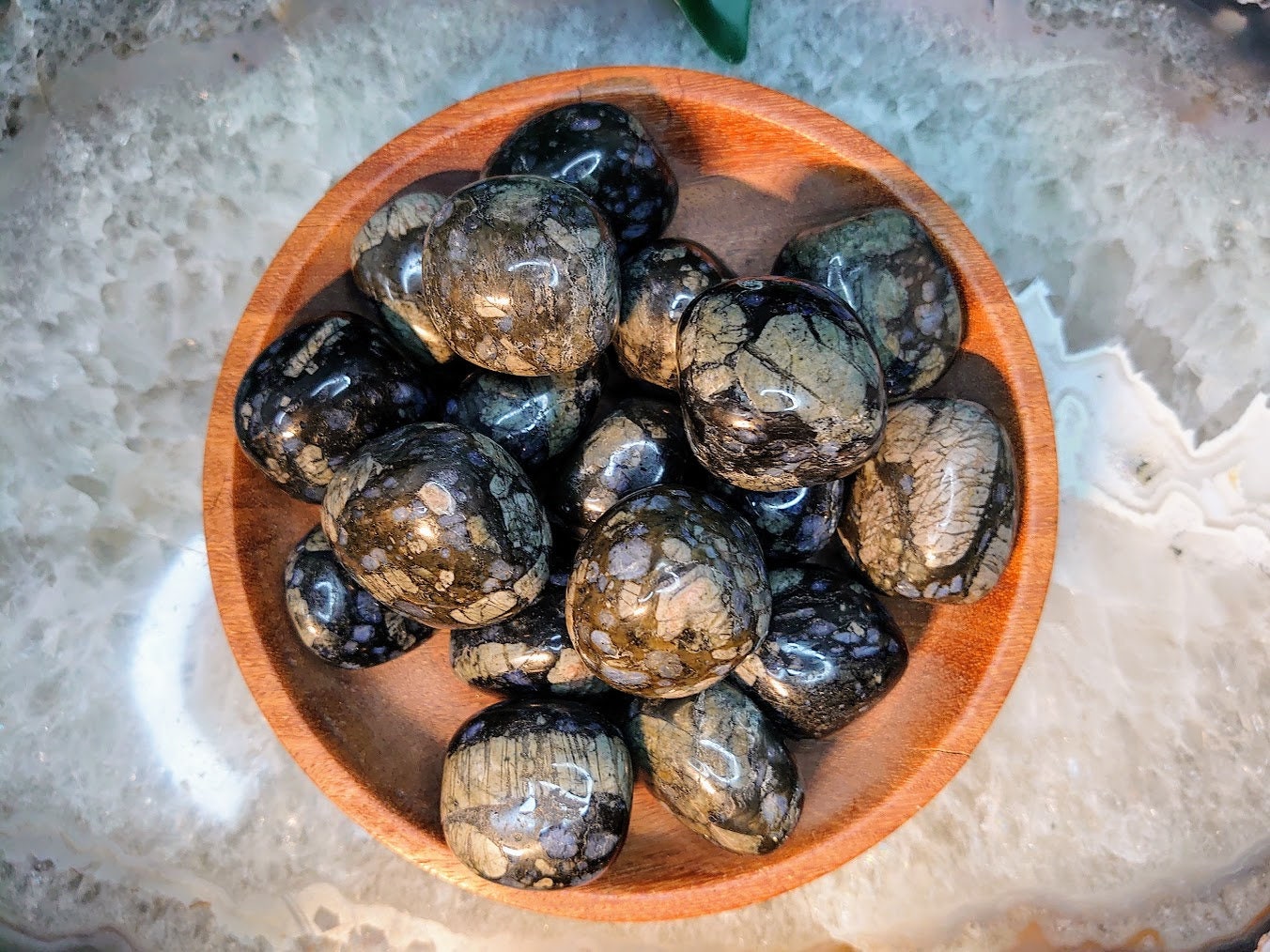 Large Glaucophane Tumbled Stones from Wisconsin, USA / Polished Pebble for Crystal Healing & Grids / Reiki / Meditation / Energy Work / Gift