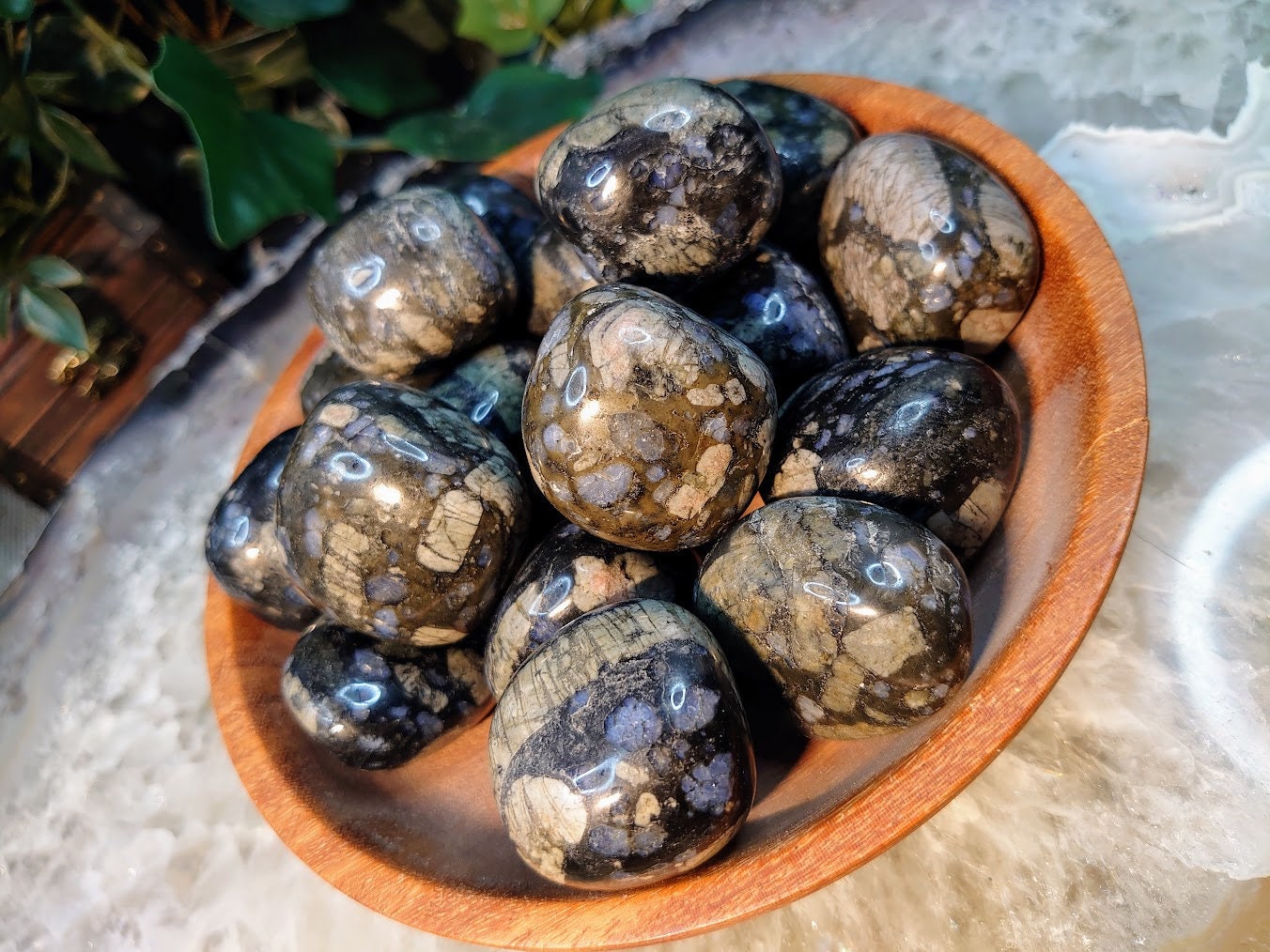 Large Glaucophane Tumbled Stones from Wisconsin, USA / Polished Pebble for Crystal Healing & Grids / Reiki / Meditation / Energy Work / Gift