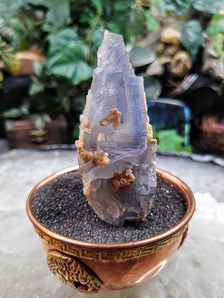 Blue Zoned Fluorite Cluster with Calcite from Baluchistan Province, Pakistan / 180g / Collection / Small Cabinet Size