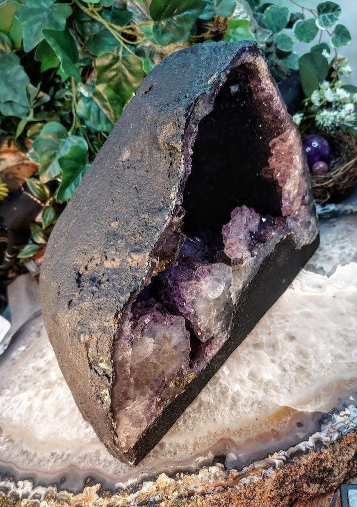 Epic Large Amethyst Geode Cathedral from Brazil for Collection / 8,854g / Gifts / Altar Decor  / Delicious Prism Grapes / Large Museum Size