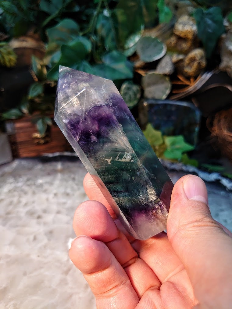 3 1/2" Rainbow Fluorite Generator/Point/Tower for Crystal Healing / Grid Creation / Home and Altar Decor