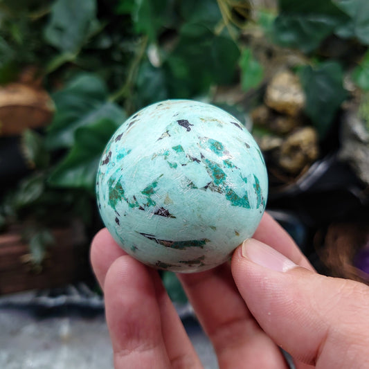 2" Light Blue Chrysocolla Sphere from  Kakanda, Democratic Republic of Congo, Africa for Altar and Home Decor / 132g / Crystal Healing