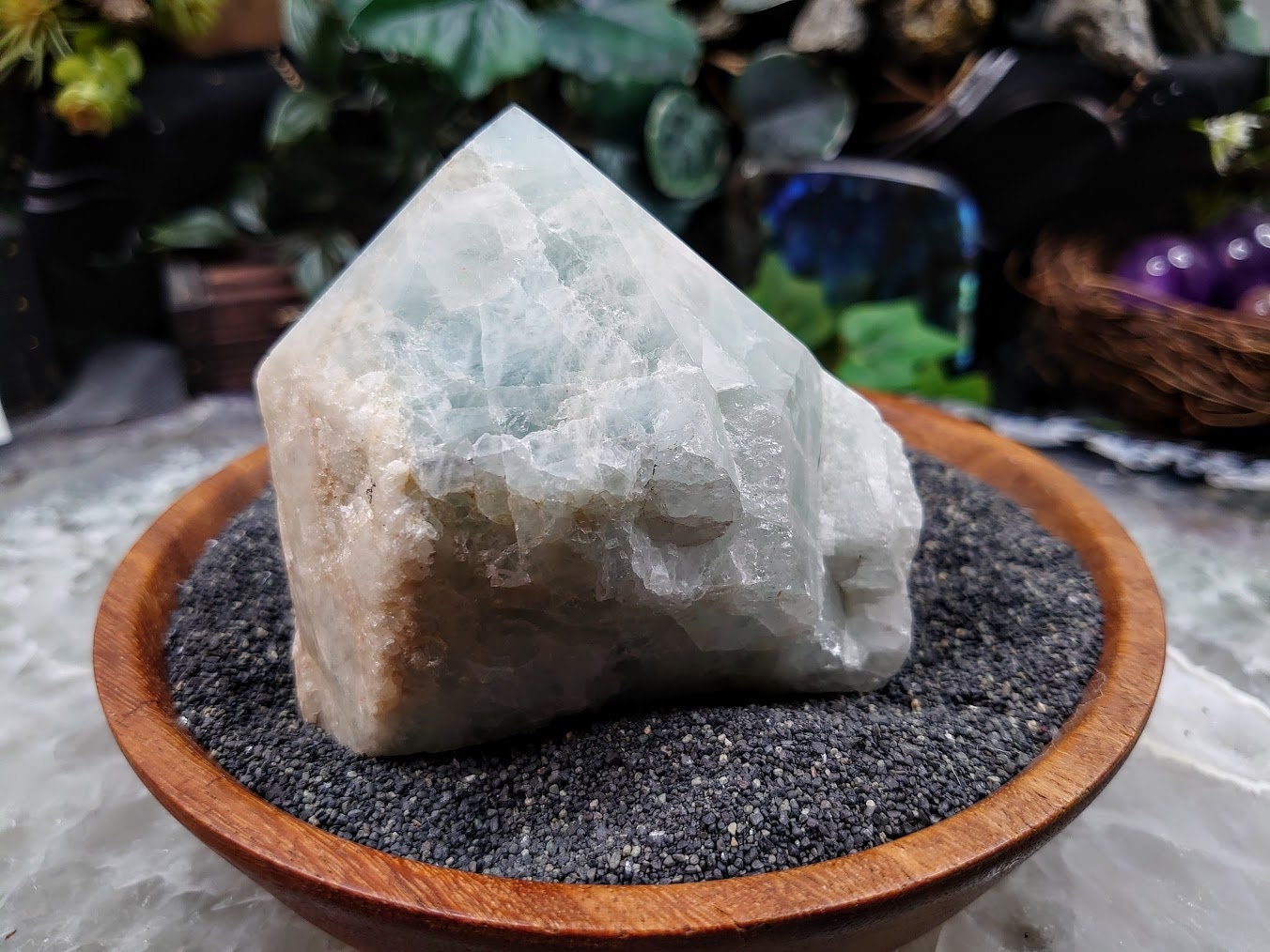 Semi Polished Aquamarine Generator/Obelisk/Tower from Brazil for Crystal Healing /  428g / Reiki / Meditation / Home & Altar Decor