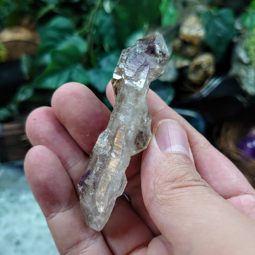 Smoky Amethyst Elestial Scepter from Karur, India for Meditation / 39.37g / Collection / Altar Decor