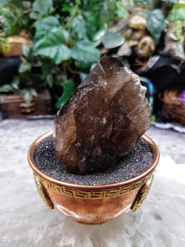 Dark Natural Smoky Quartz Point from Malawi, Africa for Collection / 182g / Home & Altar Decor / Protection / Small Cabinet Class