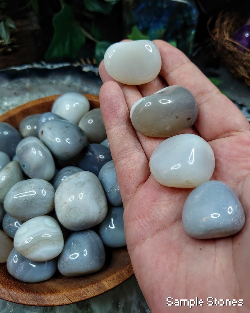 Grey Chalcedony Tumbled Stones from India for Altar and Home Decor / Crystal Healing / Reiki / Collection