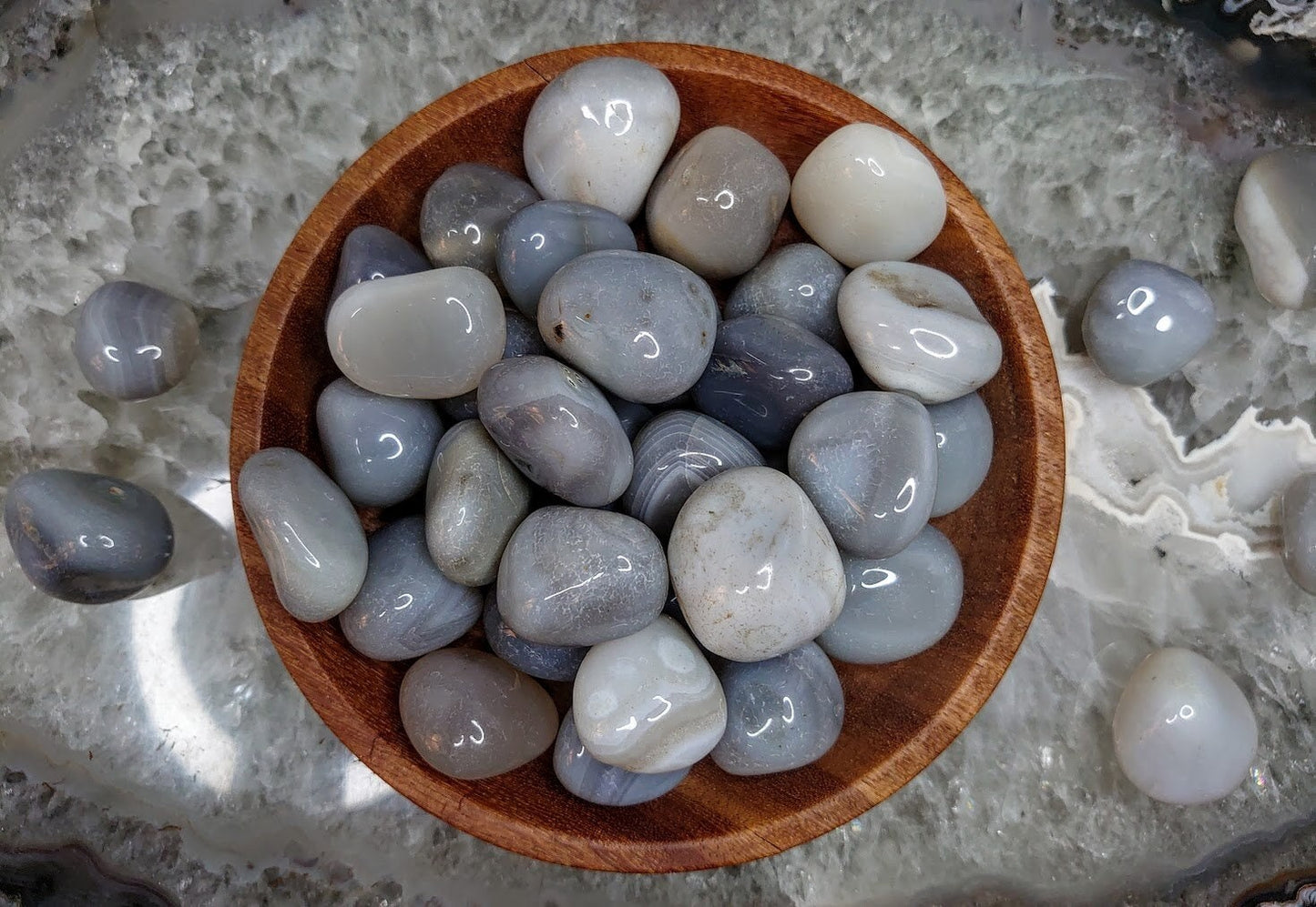 Grey Chalcedony Tumbled Stones from India for Altar and Home Decor / Crystal Healing / Reiki / Collection