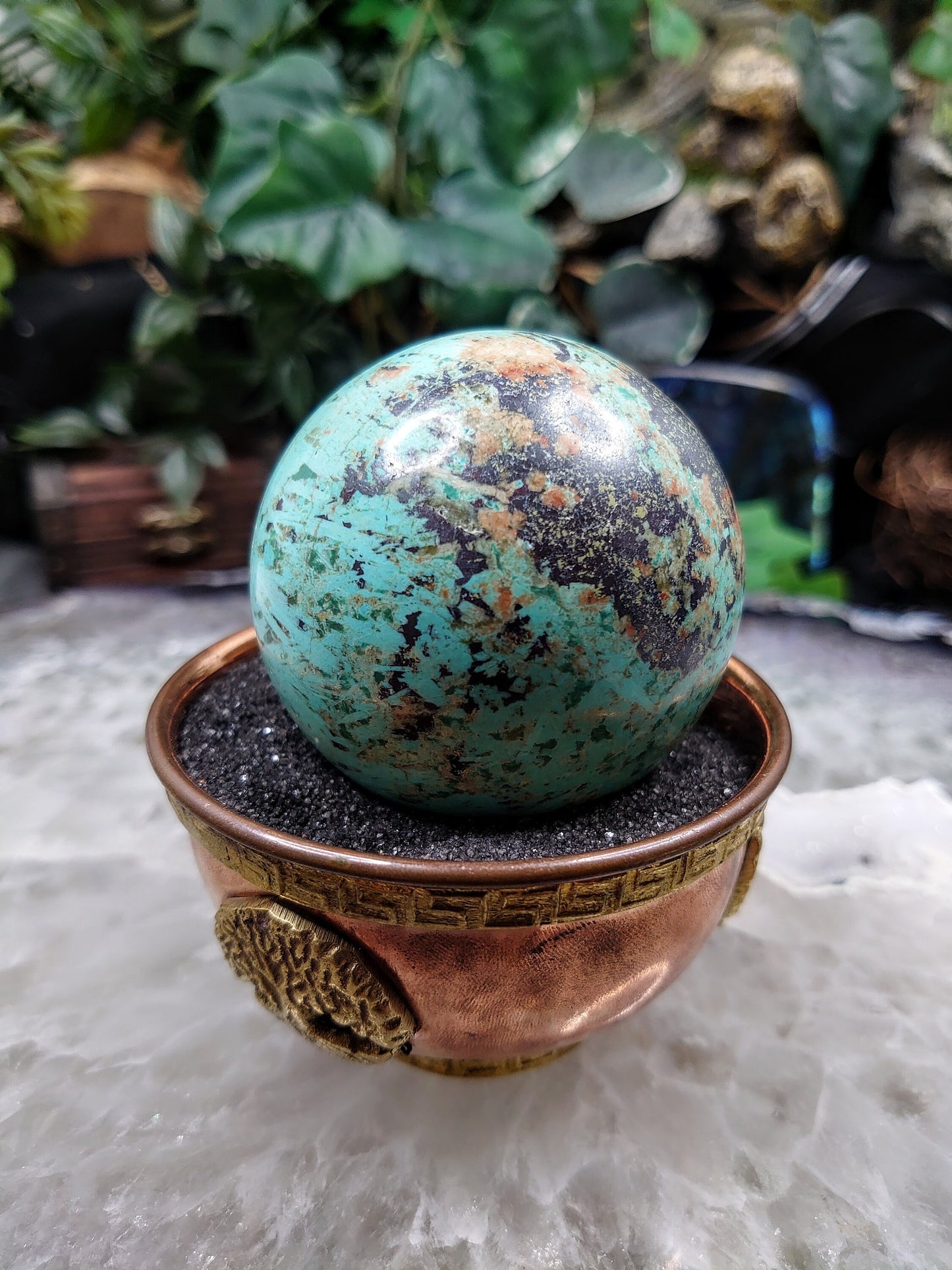 2 1/2" Light Blue Chrysocolla Sphere from  Kakanda, Democratic Republic of Congo, Africa for Altar and Home Decor / 266g / Crystal Healing