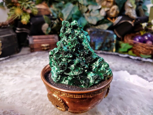 Silky Fibrous Malachite Specimen from Kasompe, Congo for Home and Altar Decor / 188g / Collection / Crystal Healing