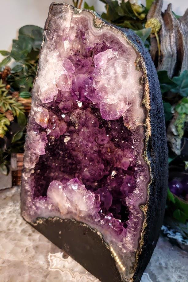 Epic Large Amethyst Geode Cathedral from Brazil for Collection / 8,948g / Gifts / Altar Decor  / Delicious Prism Grapes / Large Museum Size