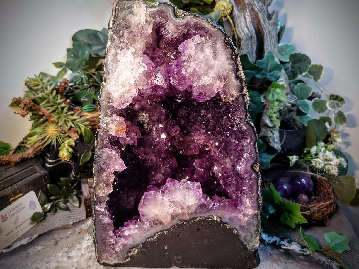 Epic Large Amethyst Geode Cathedral from Brazil for Collection / 8,948g / Gifts / Altar Decor  / Delicious Prism Grapes / Large Museum Size