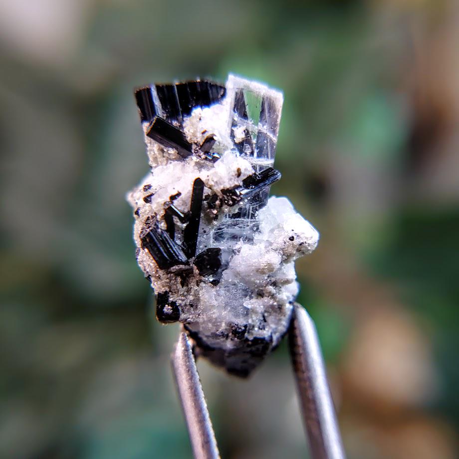 19.1ct Aquamarine and Black Tourmaline Cluster from Pakistan for Crystal Healing / Reiki / Meditation / Home & Altar Decor / Thumbnail Size