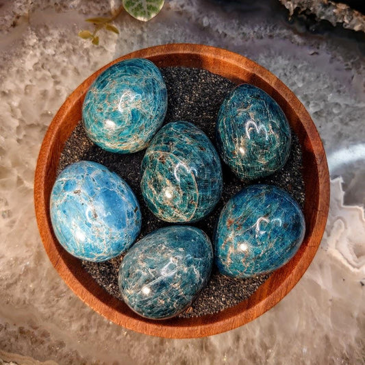 Blue Apatite Eggs from Madagascar/ Blue Apatite Gemstone/ for Crystal Healing/ Reiki/ Meditation/ Crystal & Mineral Collectors