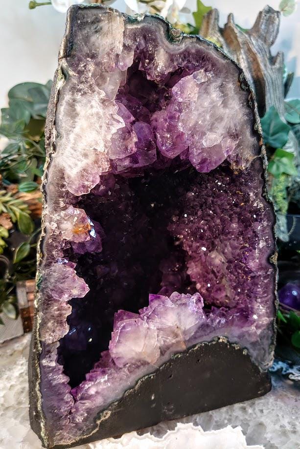 Epic Large Amethyst Geode Cathedral from Brazil for Collection / 8,948g / Gifts / Altar Decor  / Delicious Prism Grapes / Large Museum Size