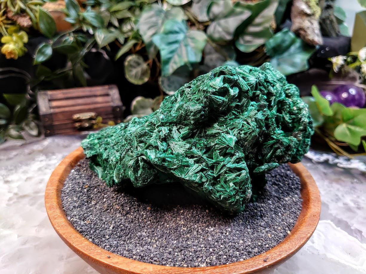 Beautiful Large Silky Fibrous Malachite Specimen from Kasompe, Congo for Home and Altar Decor / 770g / Collection / Crystal Healing