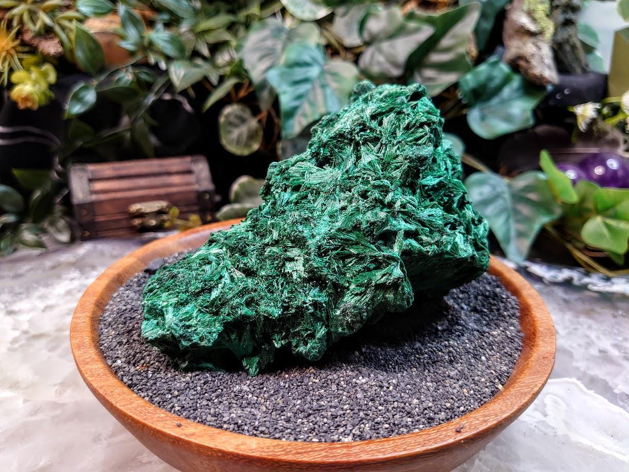 Beautiful Large Silky Fibrous Malachite Specimen from Kasompe, Congo for Home and Altar Decor / 770g / Collection / Crystal Healing