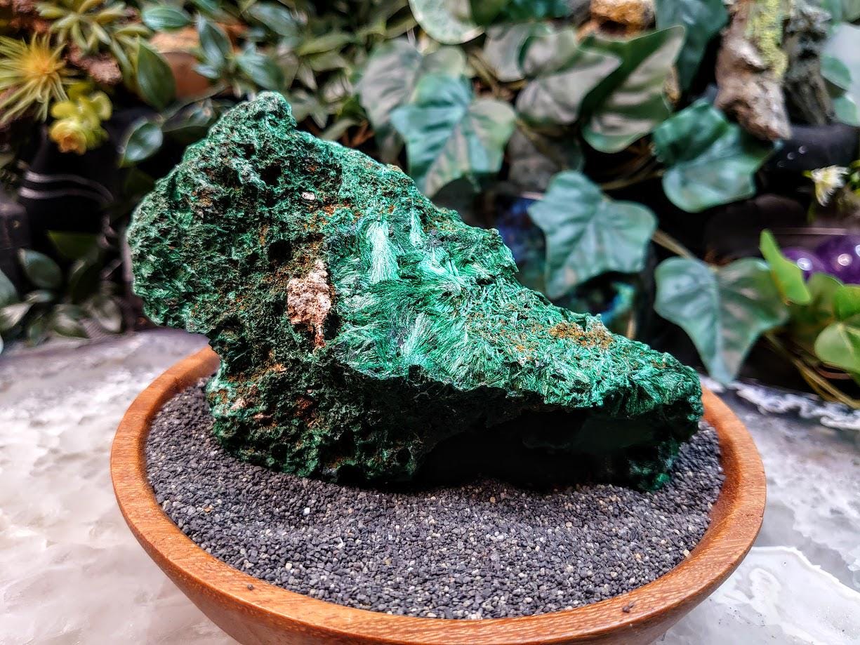 Beautiful Large Silky Fibrous Malachite Specimen from Kasompe, Congo for Home and Altar Decor / 770g / Collection / Crystal Healing