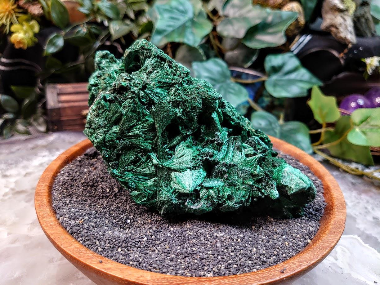 Beautiful Large Silky Fibrous Malachite Specimen from Kasompe, Congo for Home and Altar Decor / 770g / Collection / Crystal Healing