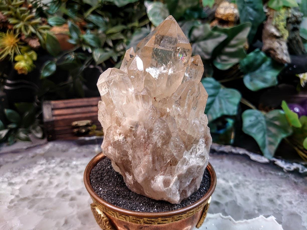 Natural Kundalini Congo Citrine Cluster with Rainbows for Altar and Home Decor / 404g / Energy Work / Crystal Healing / Reiki