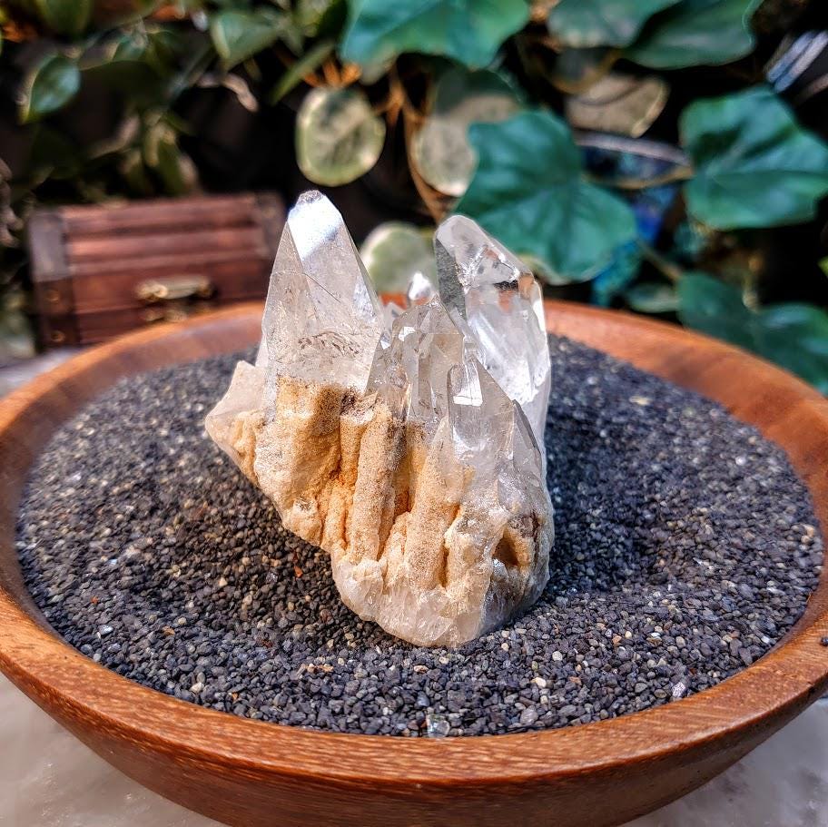 Clear Quartz Cluster with Calcite from Minas Gerais, Brazil for Crystal Healing / 164g / Meditation / Altar Decor