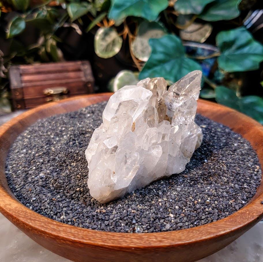 Clear Quartz Cluster with Calcite from Minas Gerais, Brazil for Crystal Healing / 164g / Meditation / Altar Decor