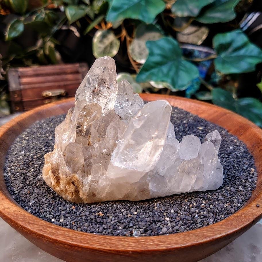 Clear Quartz Cluster with Calcite from Minas Gerais, Brazil for Crystal Healing / 164g / Meditation / Altar Decor