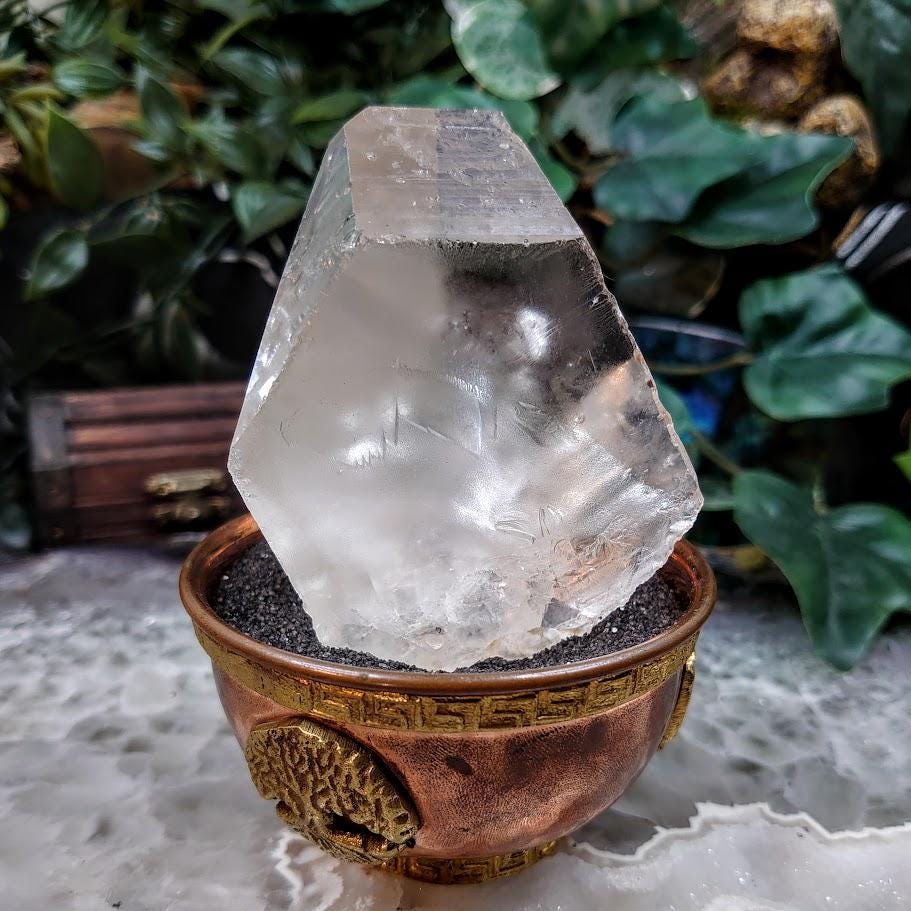 3" Clear Quartz Point with Rainbows, Semi Polished from Minas Gerais Brazil for Crystal Healing / 230g / Meditation / Altar Decor