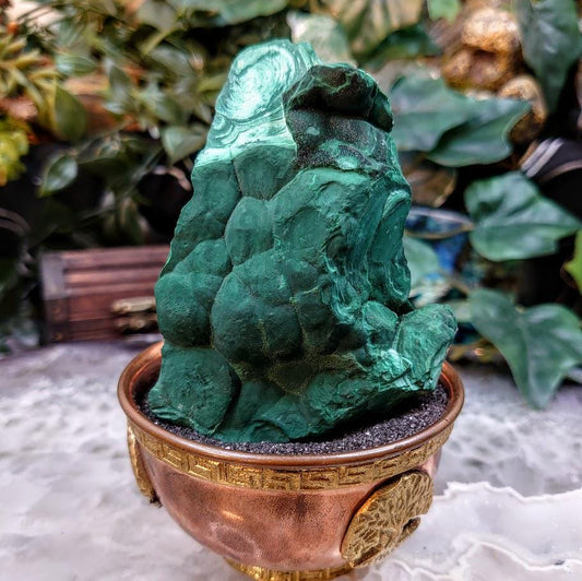 Botryoidal Malachite Specimen from Kasompe, Congo for Home and Altar Decor / 330g / Collection / Small Cabinet Size