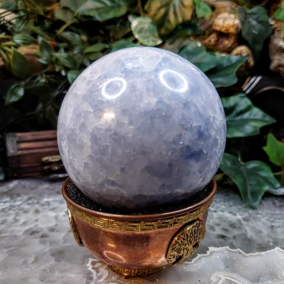 3.5" Blue Calcite Sphere from Pakistan for Altar and Home Decor / Crystal Healing / Reiki / Collection