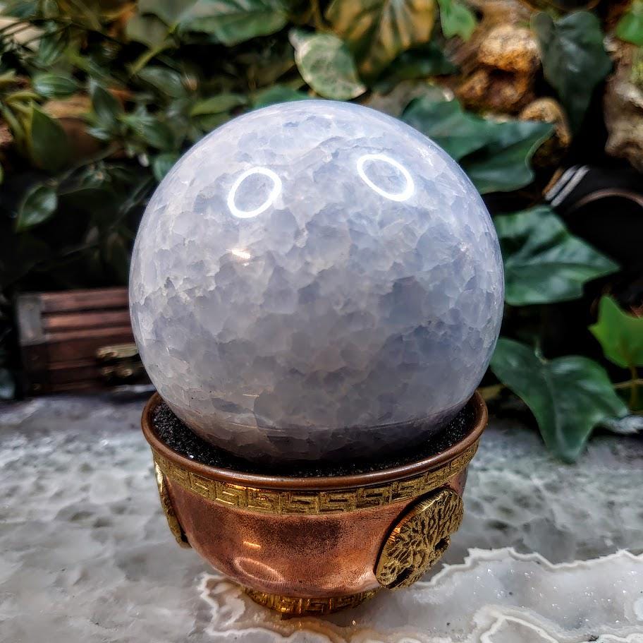 3.5" Blue Calcite Sphere from Pakistan for Altar and Home Decor / Crystal Healing / Reiki / Collection