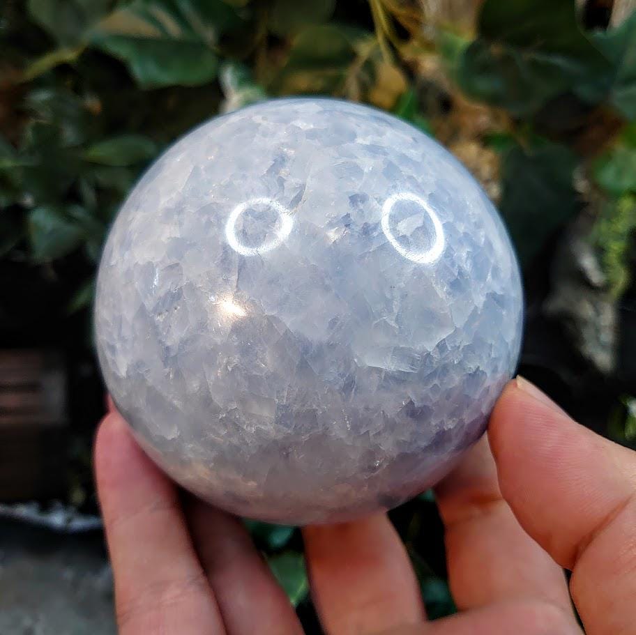 3.5" Blue Calcite Sphere from Pakistan for Altar and Home Decor / Crystal Healing / Reiki / Collection