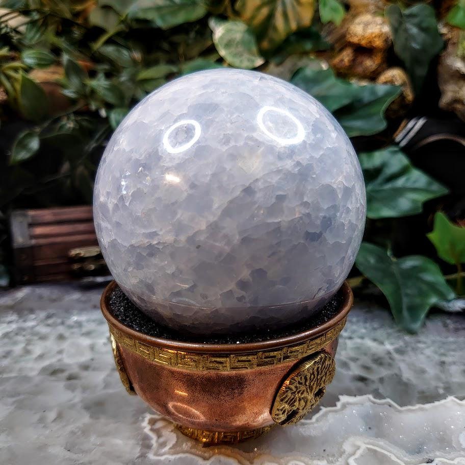 3.5" Blue Calcite Sphere from Pakistan for Altar and Home Decor / Crystal Healing / Reiki / Collection