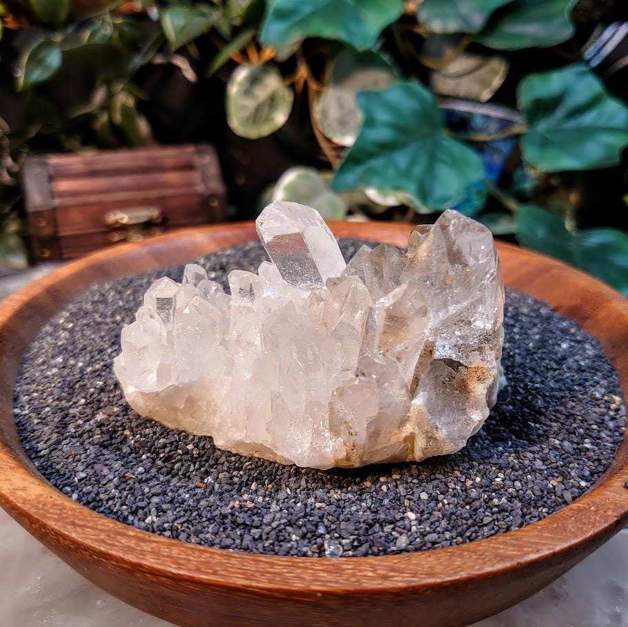 Clear Quartz Cluster with Calcite from Minas Gerais, Brazil for Crystal Healing / 164g / Meditation / Altar Decor