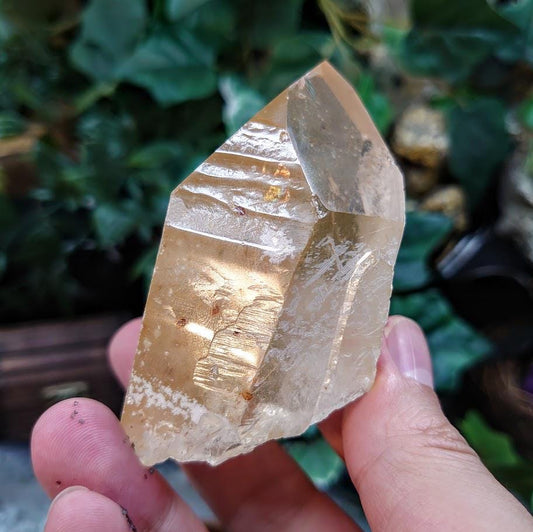 3" Clear Quartz Point with Calcite, Semi Polished from Minas Gerais Brazil for Crystal Healing / 156g / Meditation / Altar Decor